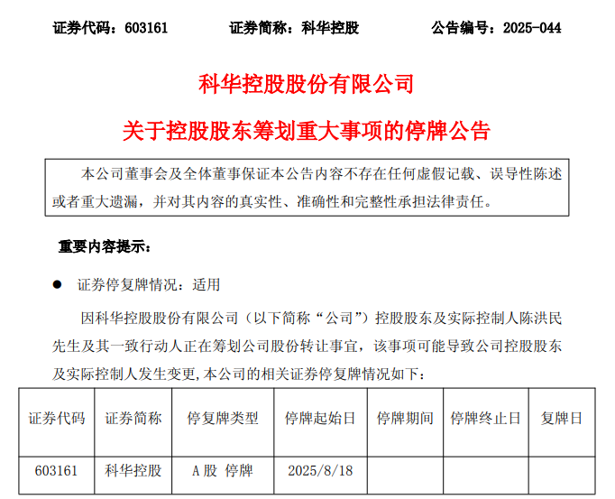 603161，实控人或变更！今日一度涨停！